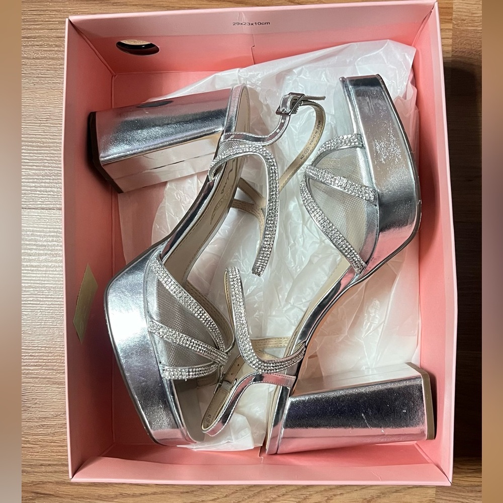 Nina Silver Platform Heels